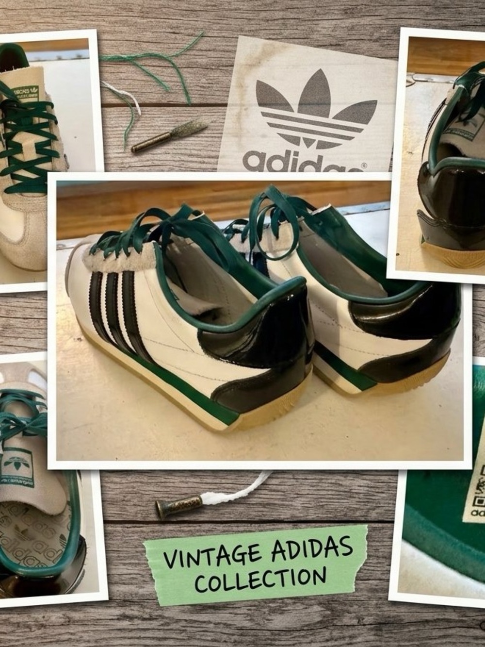 adidas womans White, Green & Black Retro Sneakers